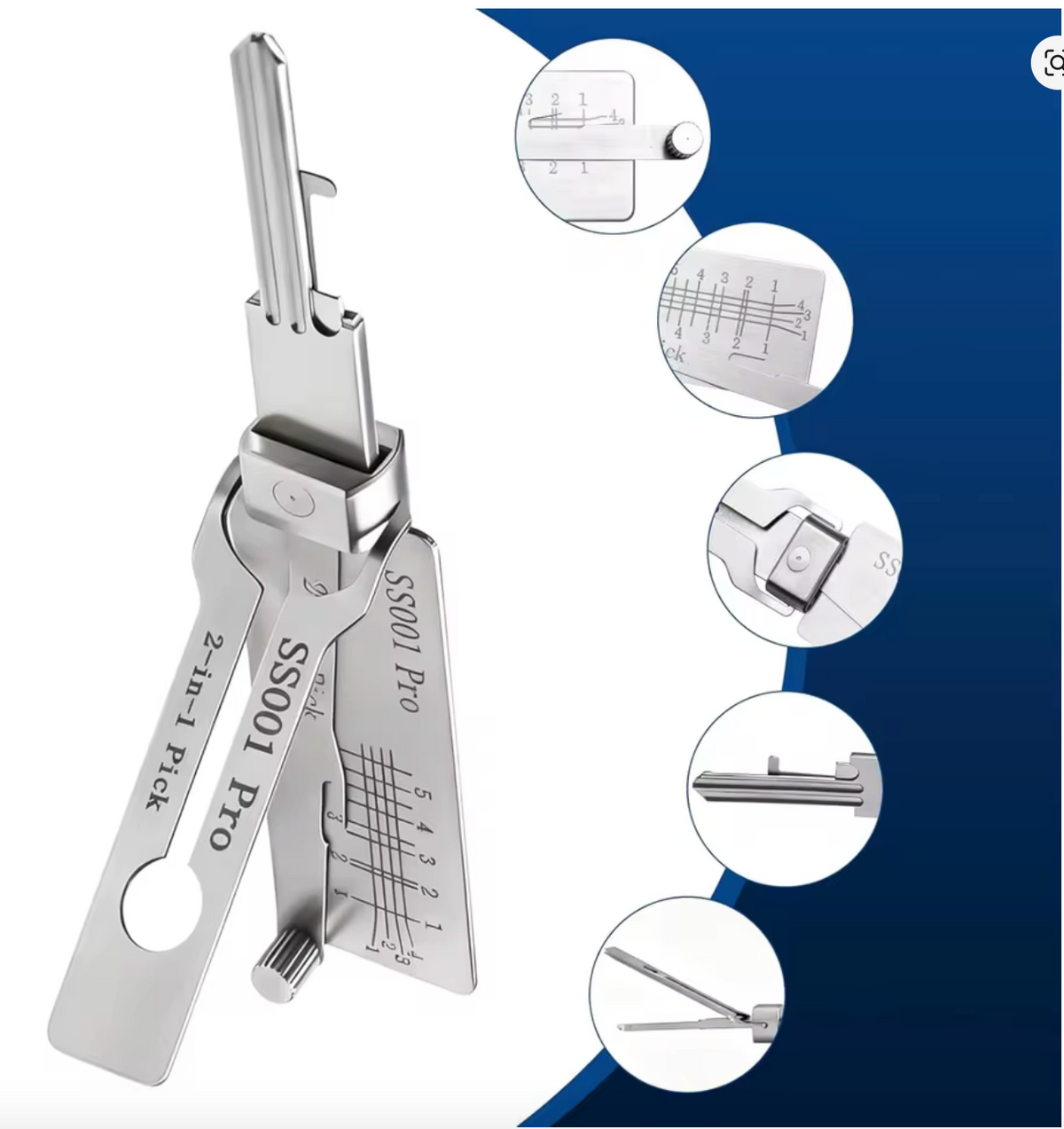 2-in-1 Stainless Steel Master Key Decoder Master Key Decoder S001 PRO for Access Doors and Various Shapes Lock Picks Kits